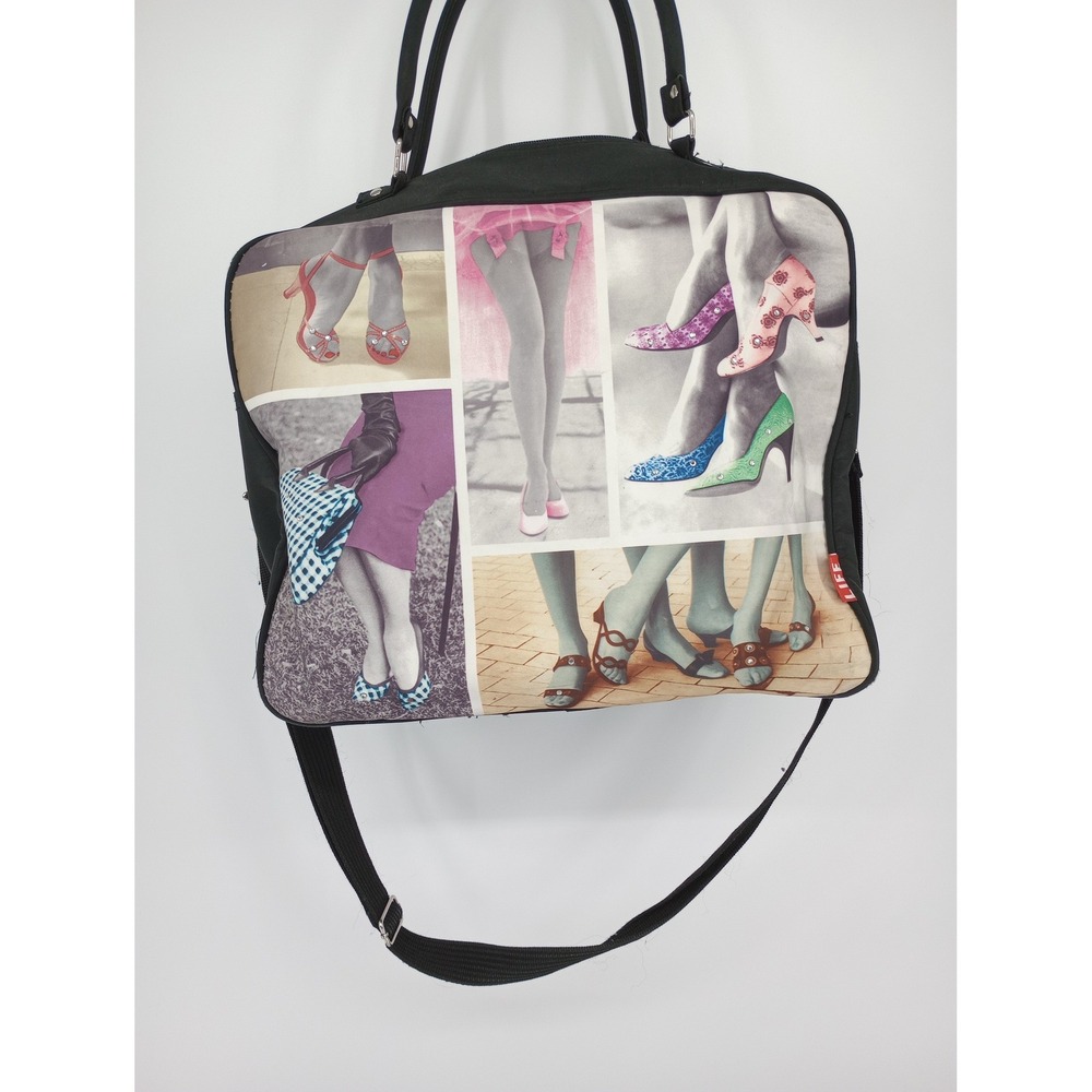 Life Magazine Laptop Messenger Bag Shoe Collage Print Rhinestone VTG